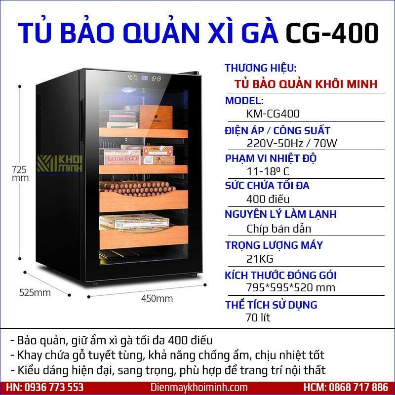 Thông số tủ bảo quản cigar Fuke KM-CG400