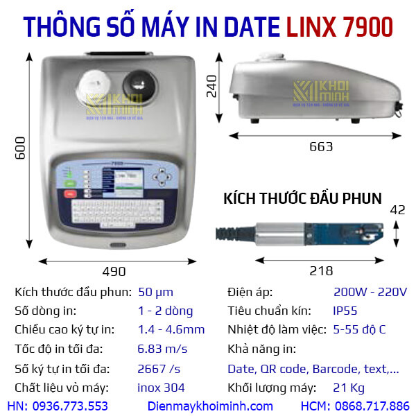 thông số kỹ thuật máy in phun linx 7900