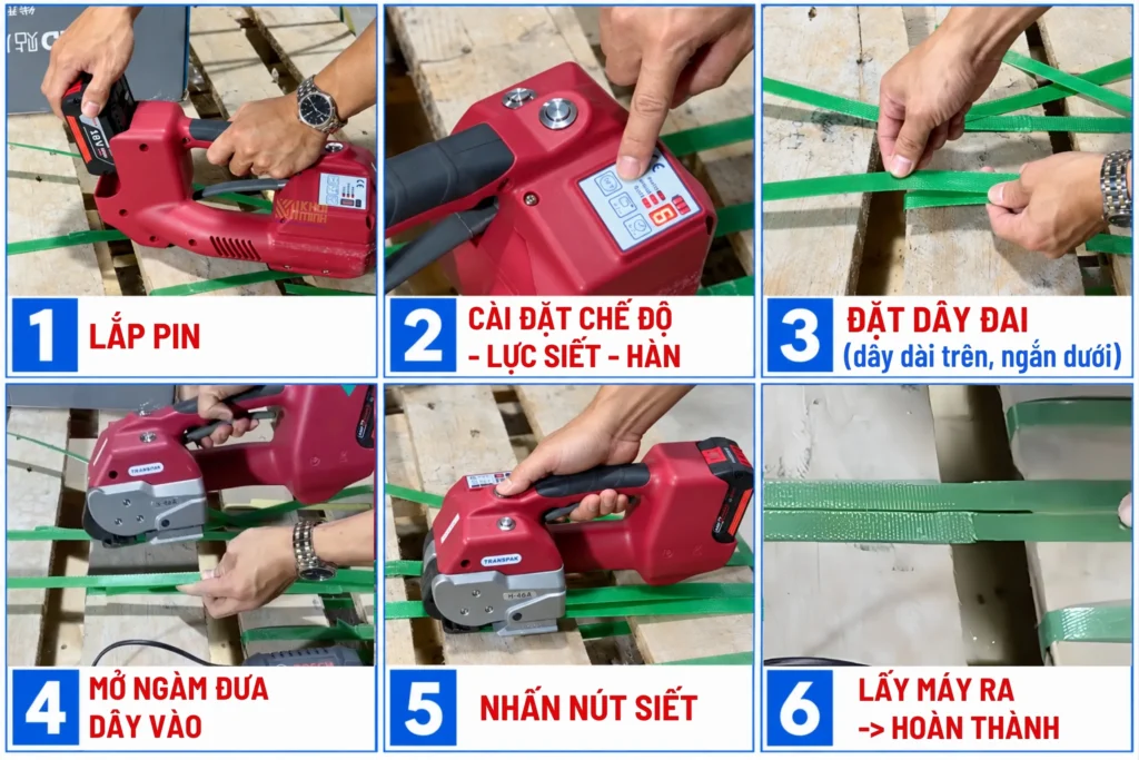 Hướng dẫn sử dụng máy đóng đai cầm tay H46B thao tác đơn giản