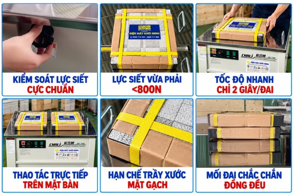 Ưu điểm nổi bật khi sử dụng máy đóng đai gạch men