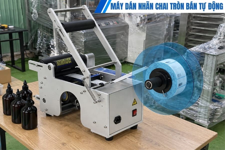 Bàn giao lắp đặt máy dán nhãn chai tròn